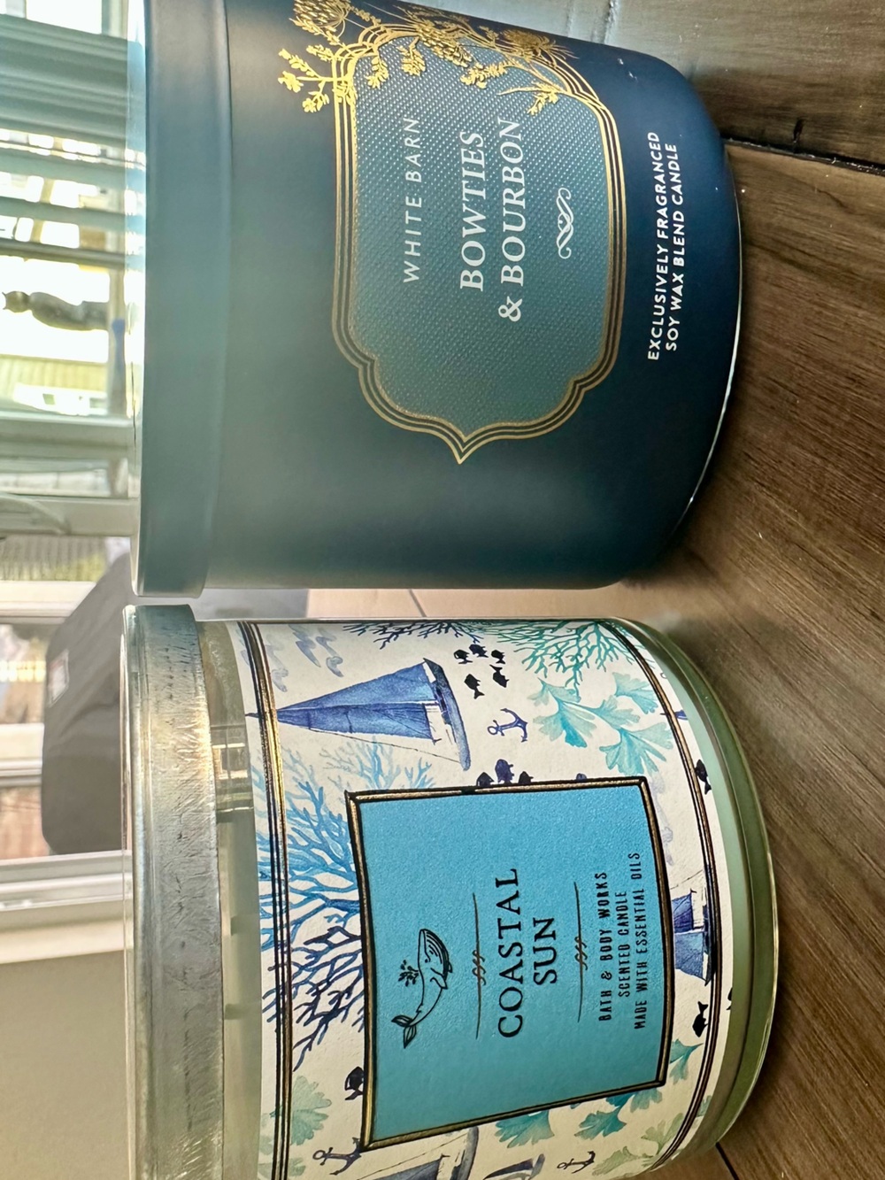 Bath & Body Works Coastal Sun and Bowties & Bourbon Candles